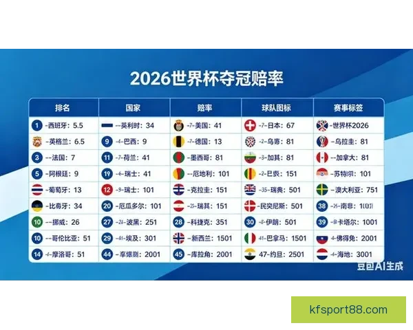 2026世界杯最新竞猜赔率分析谁最有可能夺冠