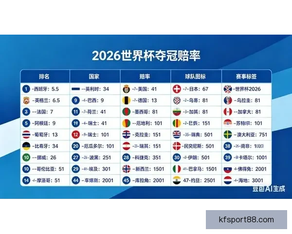 2026世界杯最新竞猜赔率分析谁最有可能夺冠