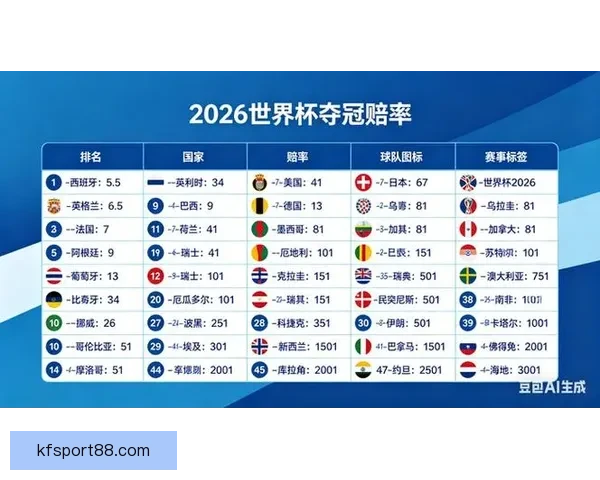 2026世界杯最新竞猜赔率分析谁最有可能夺冠
